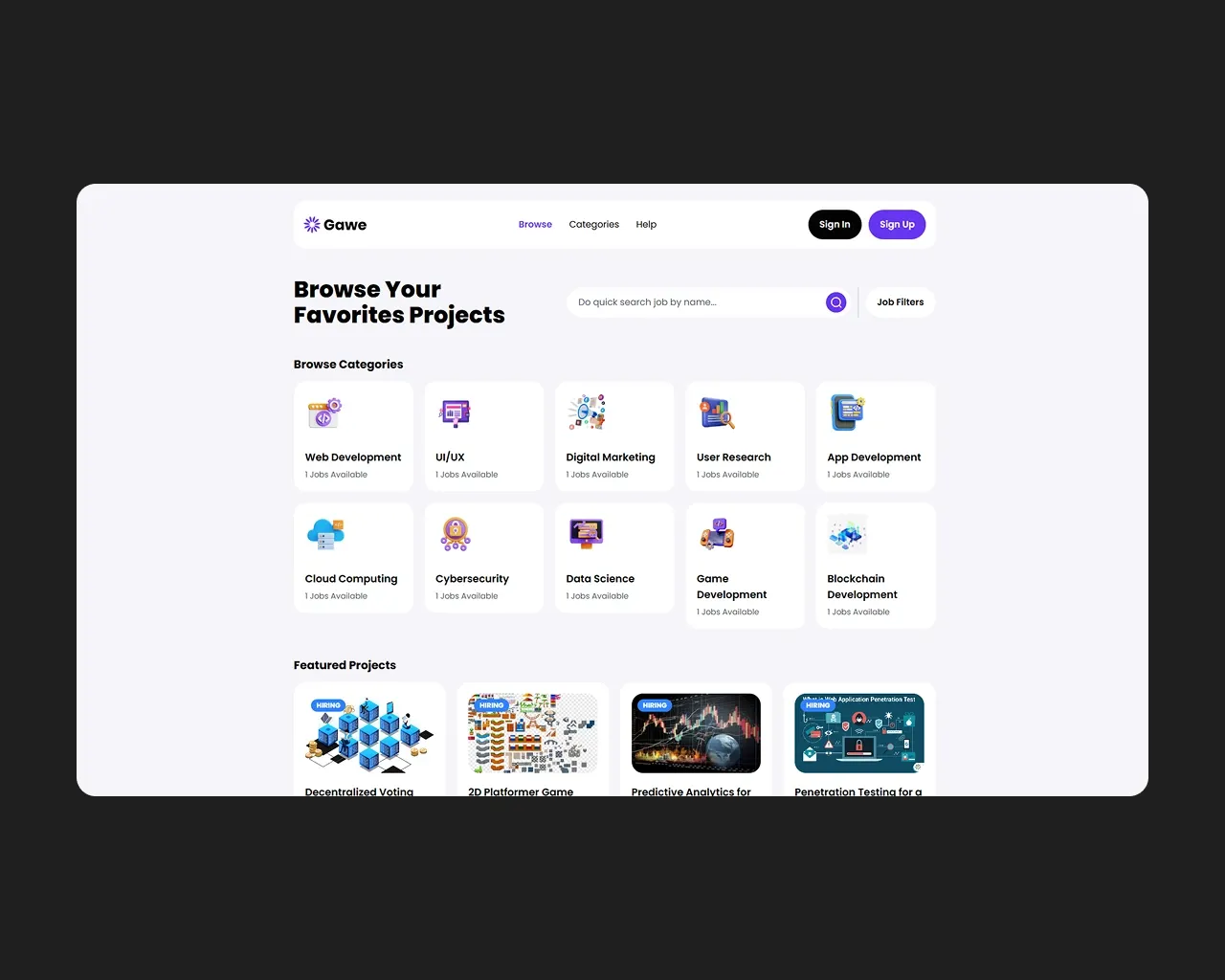 Screenshot of Freelance Platform project