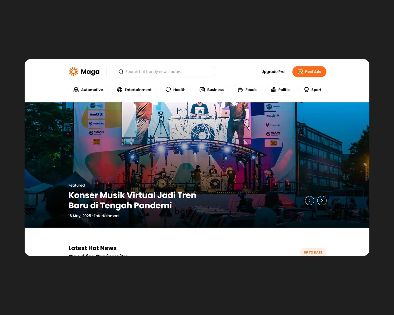 Screenshot of News Portal project
